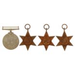 Four British military World War II medals including three stars