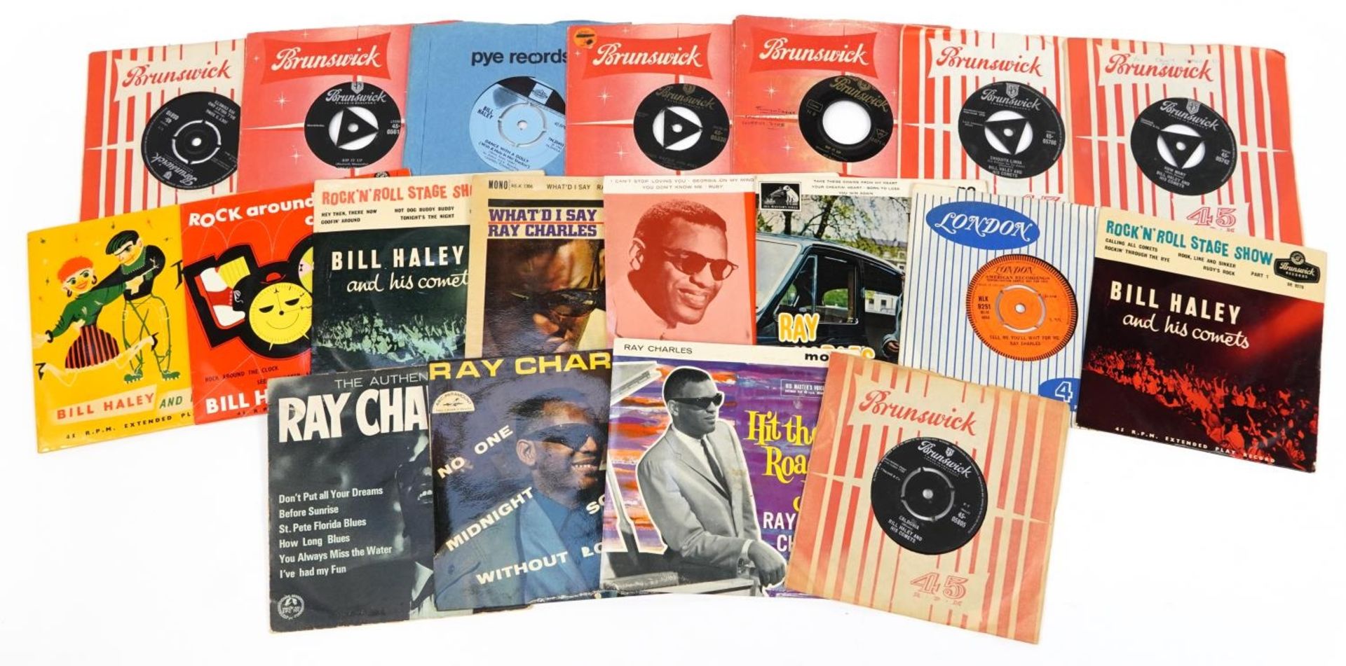 45rpm records including Ray Charles and Bill Halley and his Comets