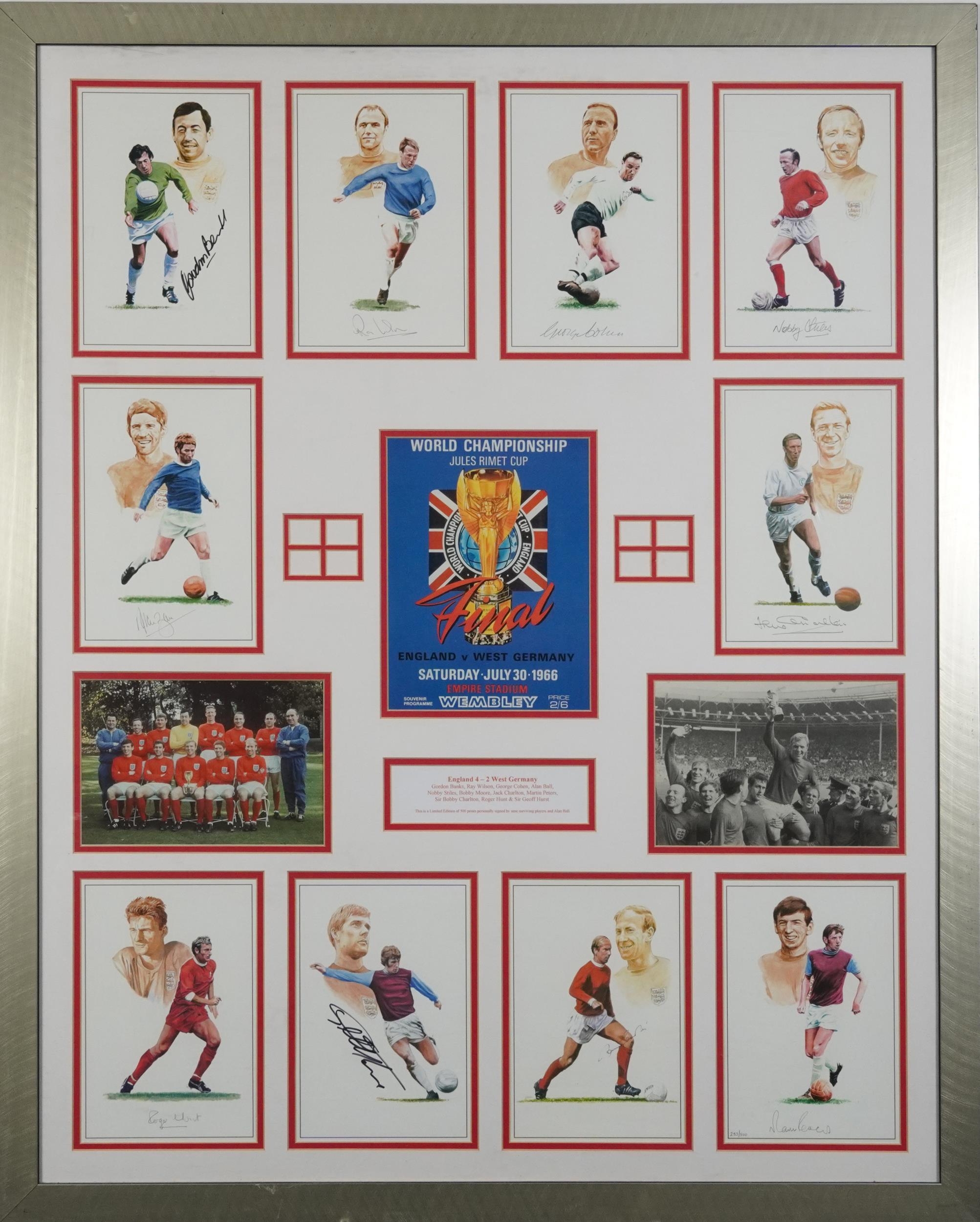 World Championship Jules Rimet Cup, England v West Germany display signed by nine surviving