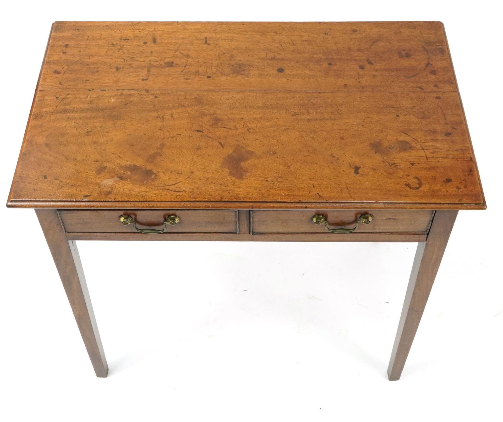 Walnut side table with two frieze drawers, 73cm H x 79cm W x 45cm D - Bild 3 aus 4