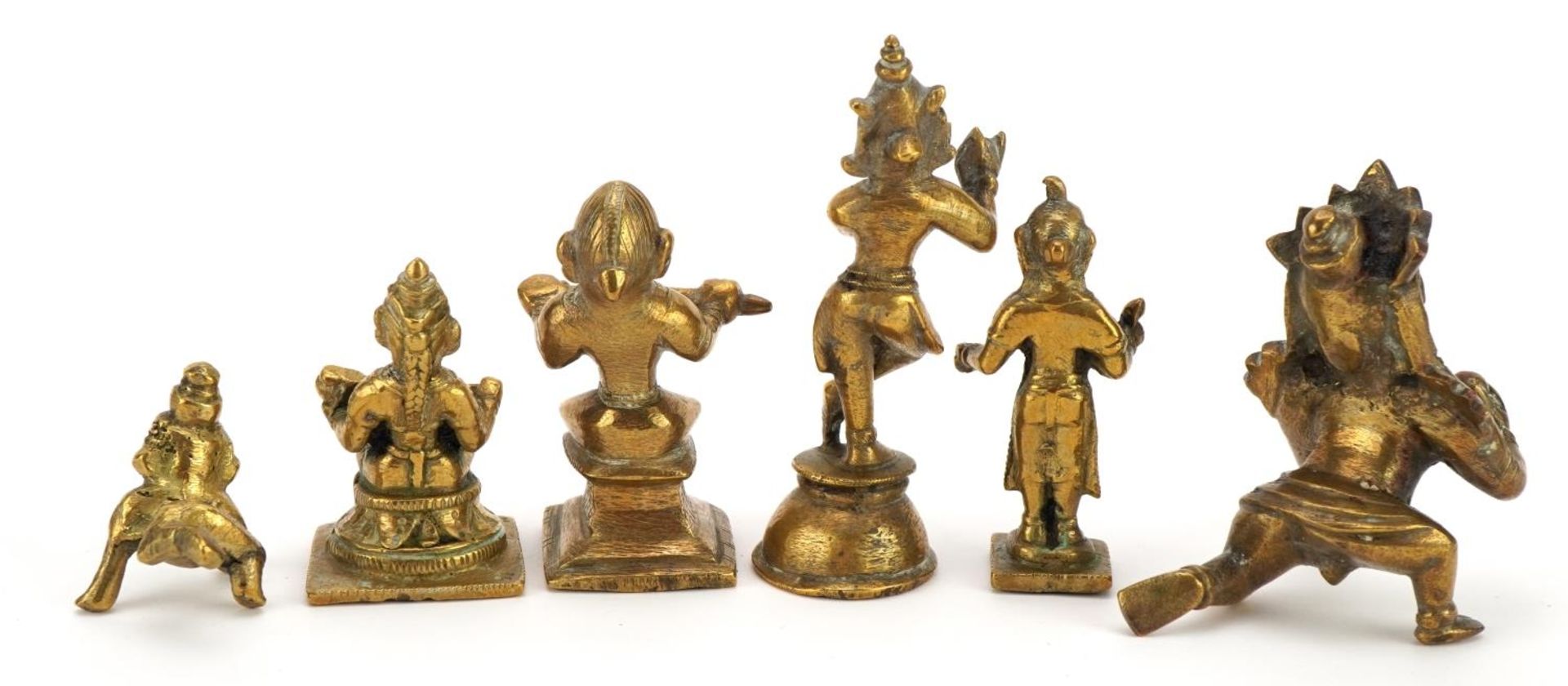 Six Indian bronze figures of Buddha and deities, the largest 9.5cm high - Bild 4 aus 5