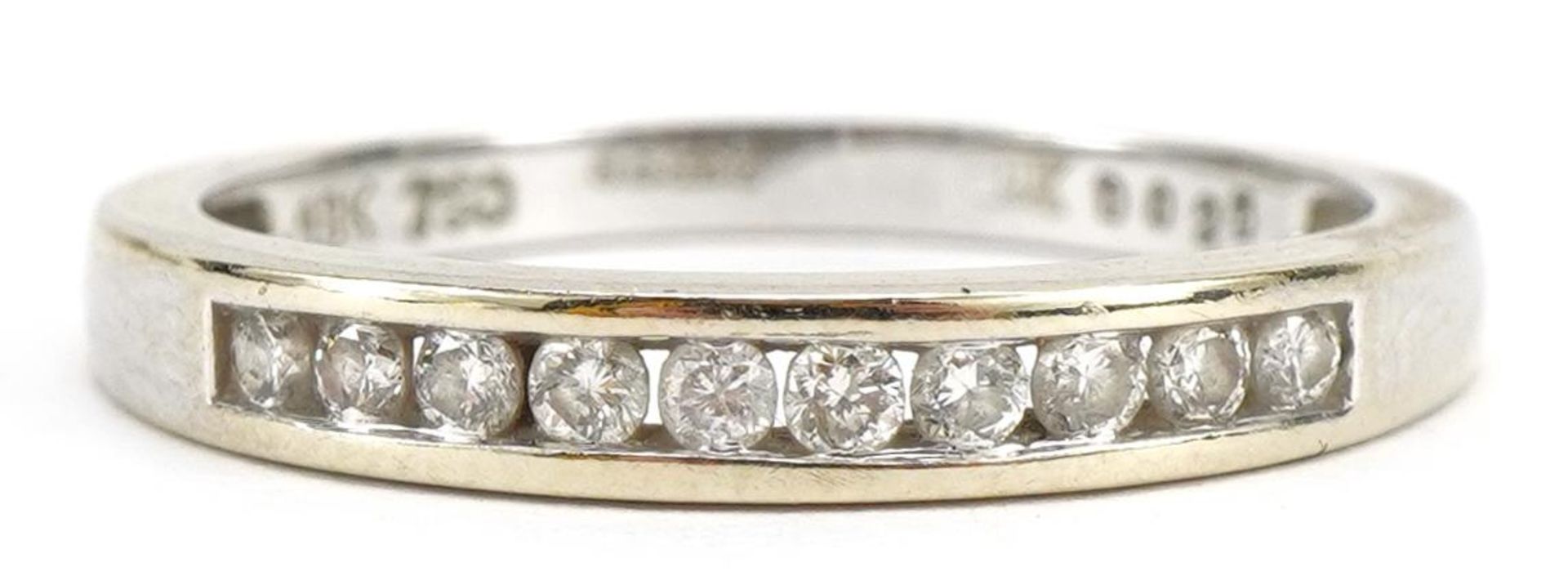 18ct gold diamond half eternity ring, the band stamped 0.25 carat, size M, 2.3g