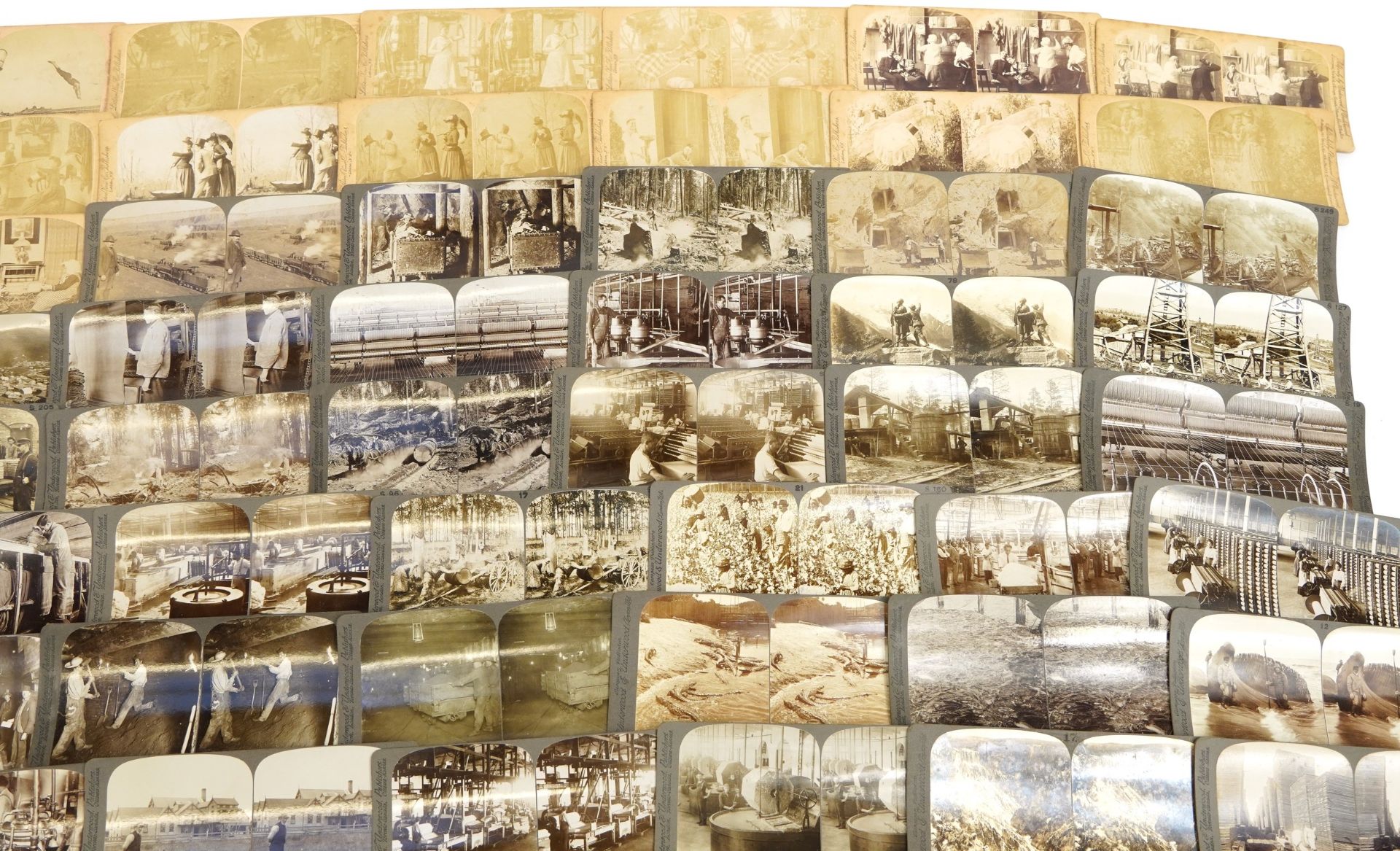 Collection of Underwood stereoscopic view cards including open pit iron mining - Image 3 of 5