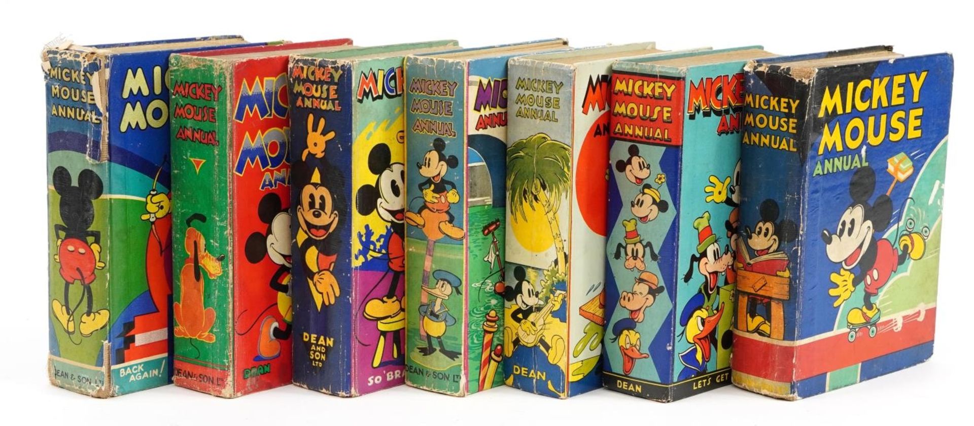 Seven vintage Mickey Mouse annuals published by Dean & Son