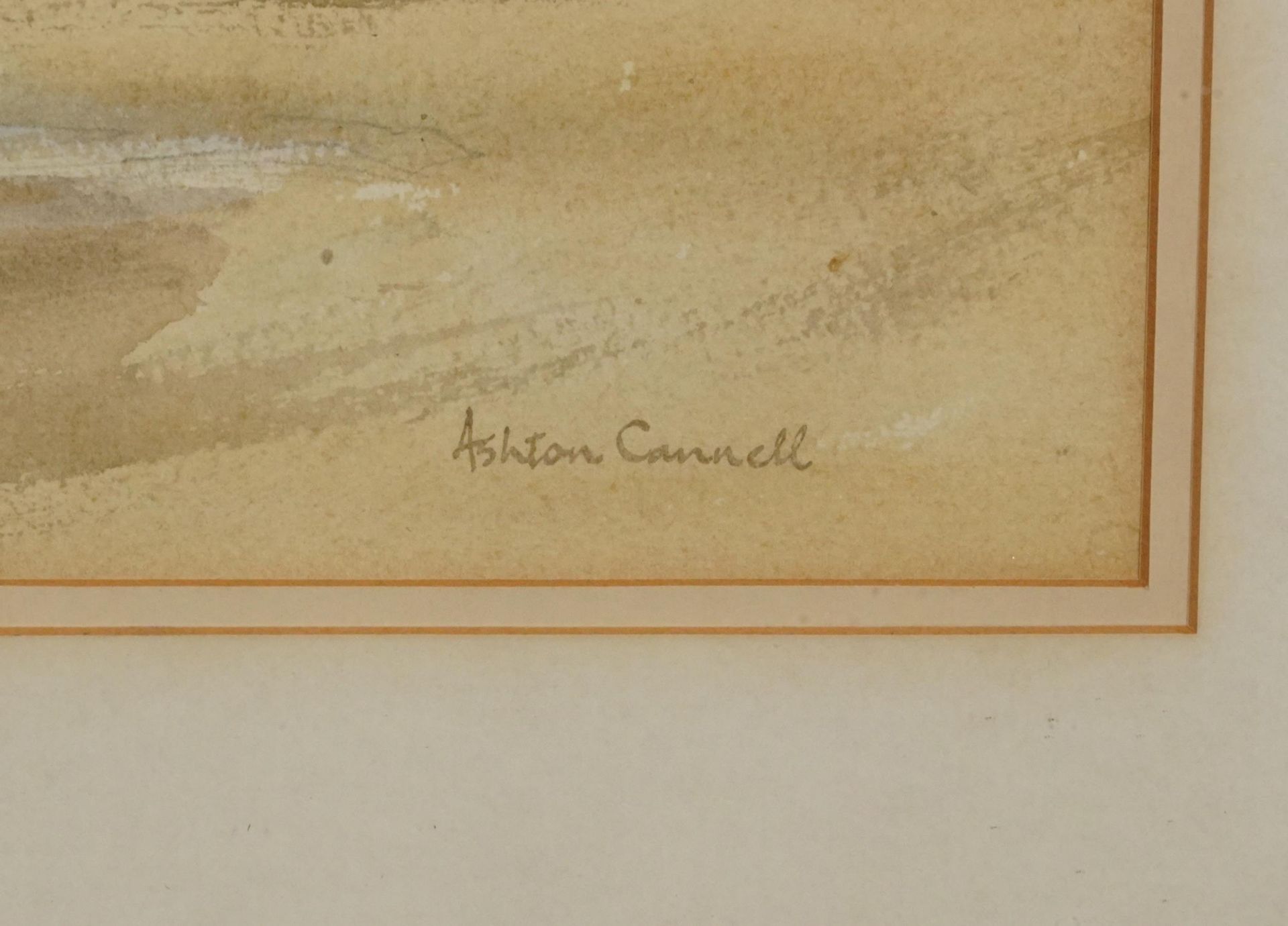 Ashton Cannell - Brentford Creek, watercolour, The Wapping Group of Artists label verso, mounted, - Image 3 of 5