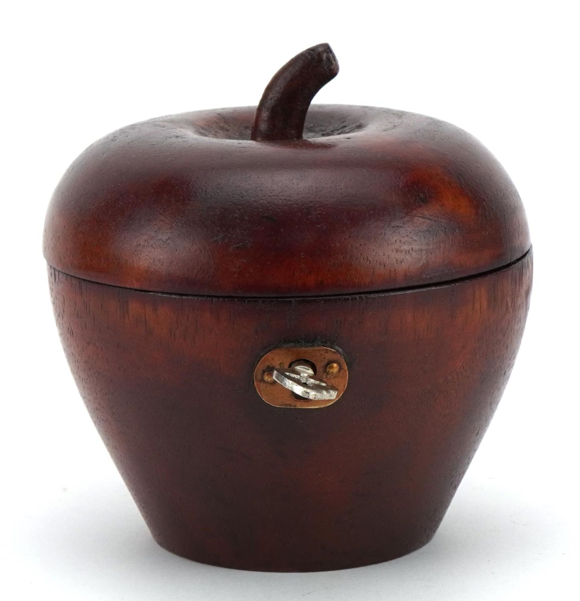 George III style treen tea caddy in the form of an apple, 12.5cm high