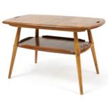Ercol light elm butler's tray coffee table with under tier, 43cm H x 72cm W x 44cm D