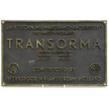 Vintage shipping interest cast metal Werkspoor NV Amsterdam 1935 plaque, 40cm x 24.5cm