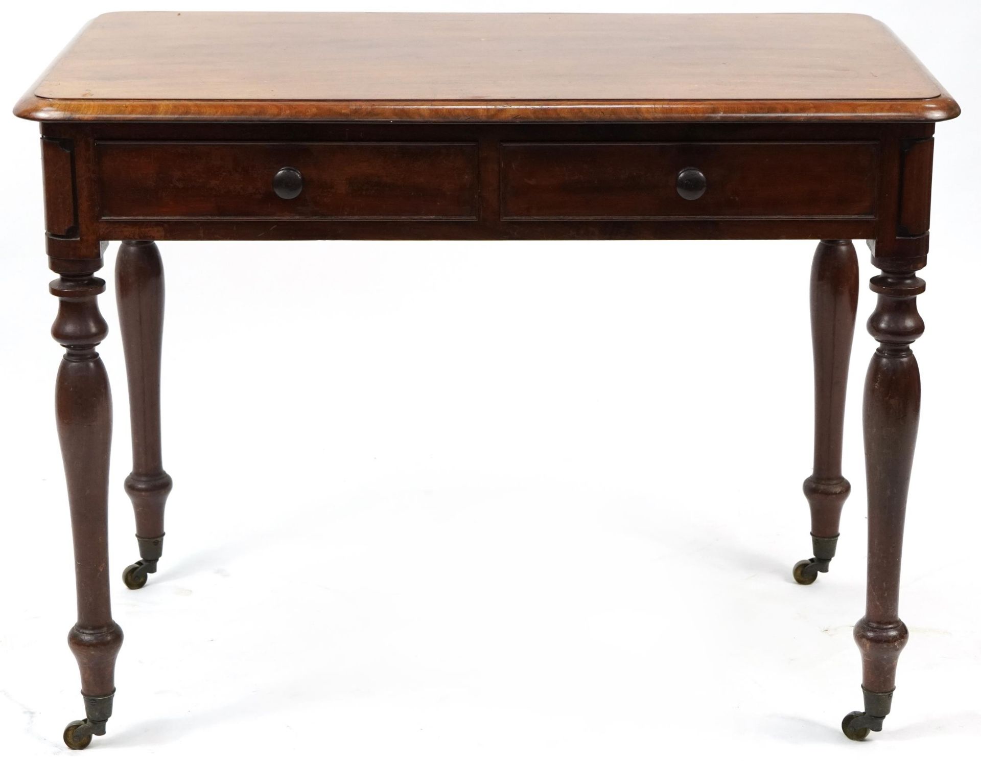 Victorian mahogany side table with two frieze drawers, 73cm H x 96cm W x 55cm D - Bild 2 aus 3