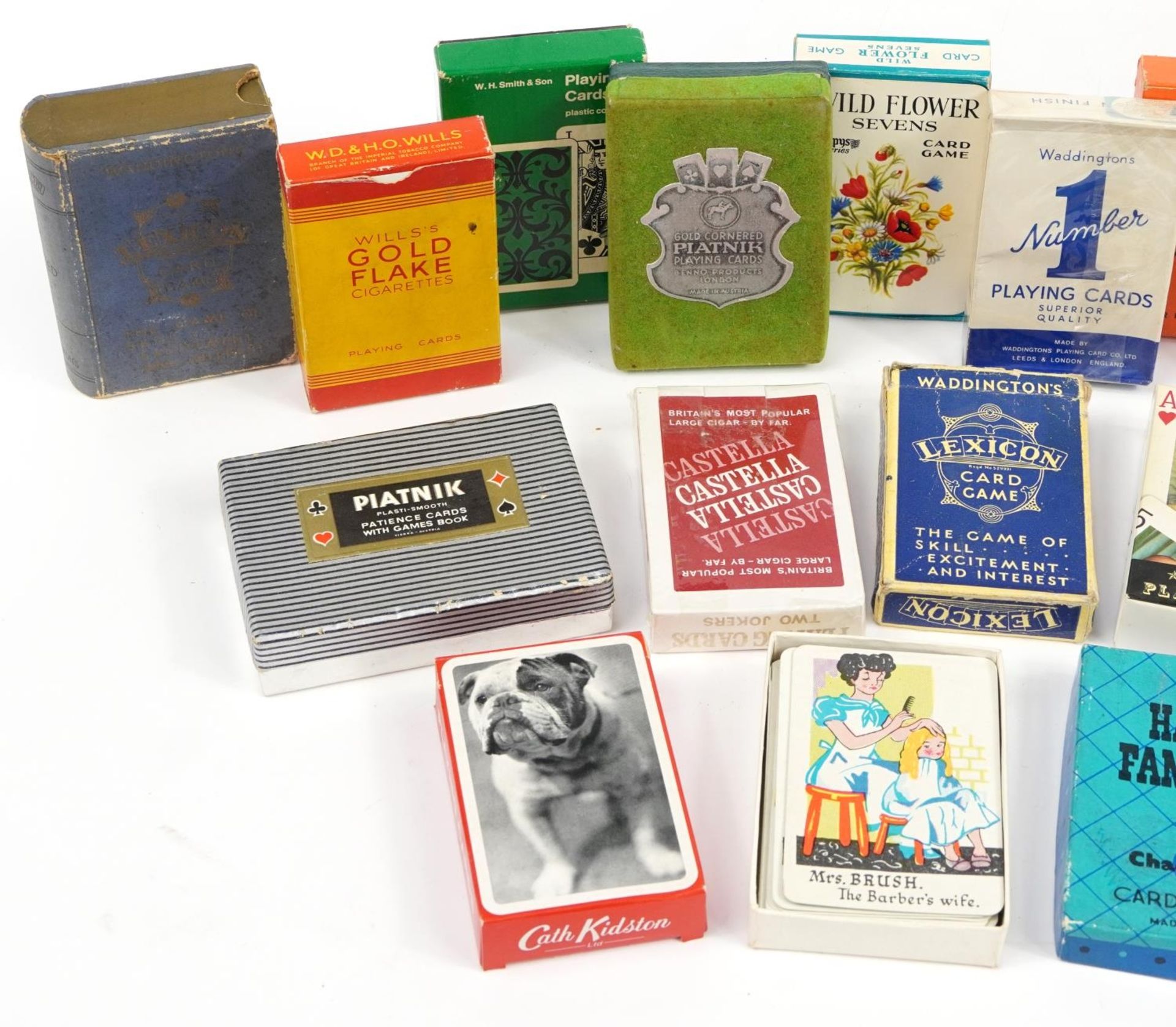 Twenty packets of vintage and later playing cards, some sealed, including Lexicon, Biggles and The - Image 2 of 3