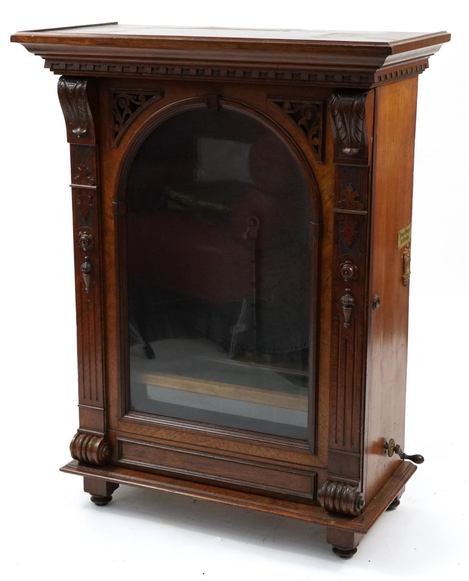 19th Century coin operated mahogany Polyphon, 116cm H x 86cm W x 44cm D