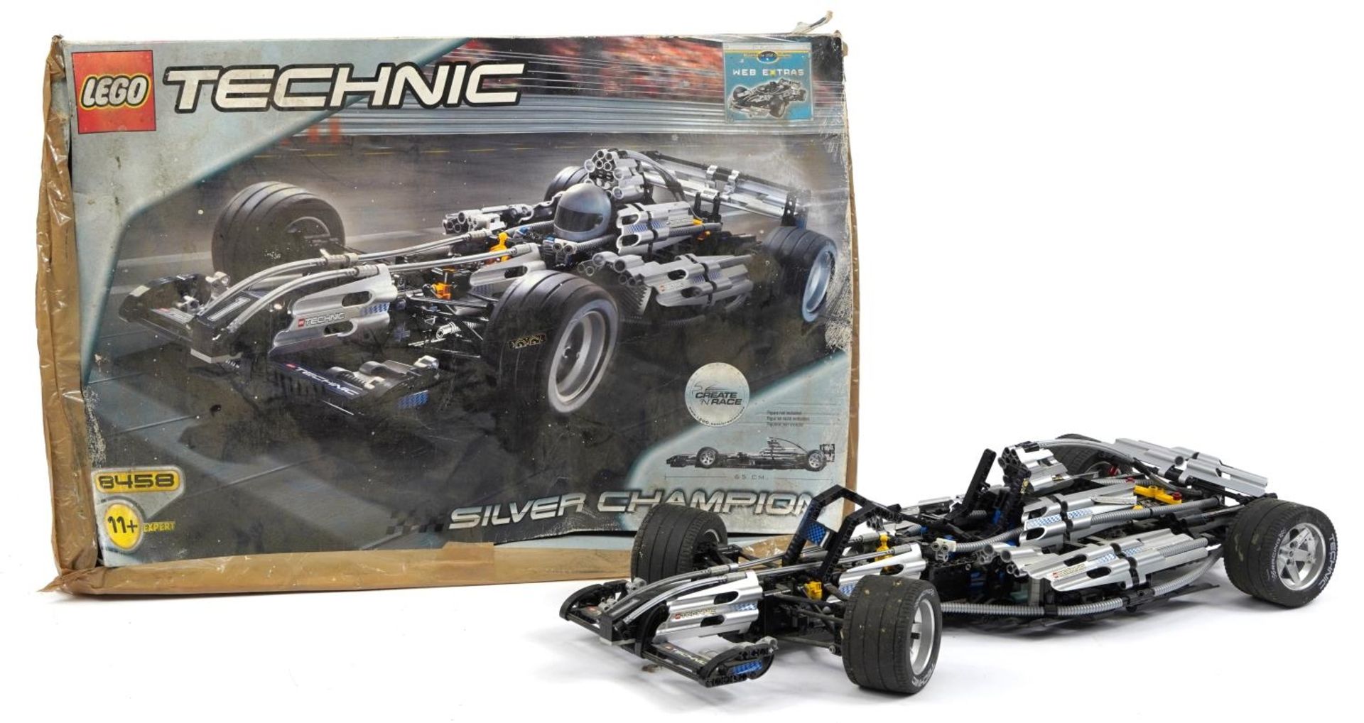 Vintage Lego Technic Silver Champion car with box and instructions, number 8458