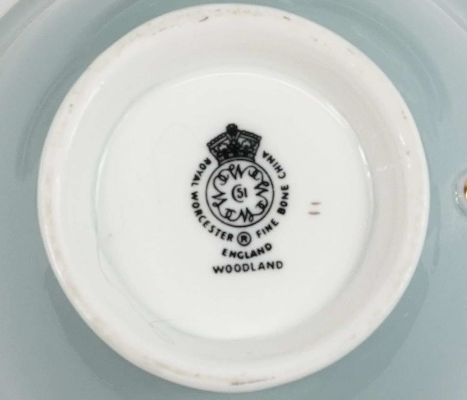 Royal Worcester Woodland pattern teaware including teapot, milk jug, sugar bowl and trios - Image 4 of 4