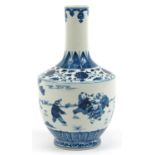 Chinese blue and white porcelain vase hand painted with children playing in a landscape, six