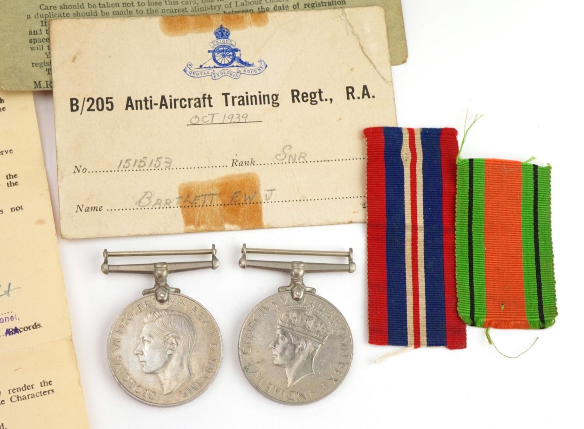 British military World War II medal group relating to Ernest Willam James Bartlett including two - Bild 6 aus 6