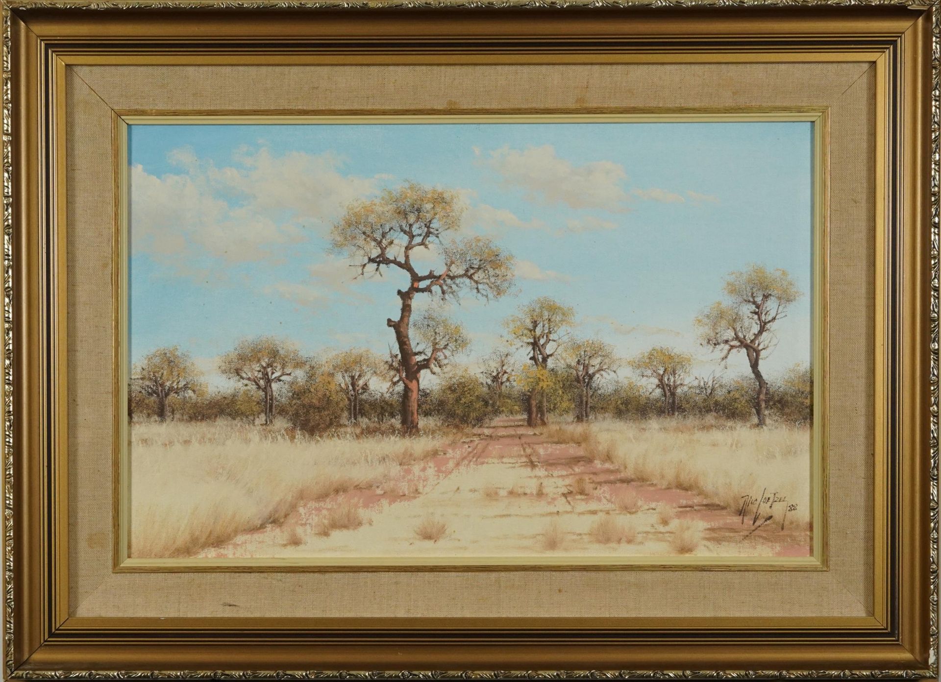 Nico Coetzee - South African landscapes, pair of oil on boards, mounted and framed, each 55cm x 34. - Image 8 of 11