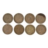 Eight George VI half crowns, approximately 112g