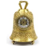 19th century ornate gilt metal bell shaped mantle clock having Roman numerals, the movement named