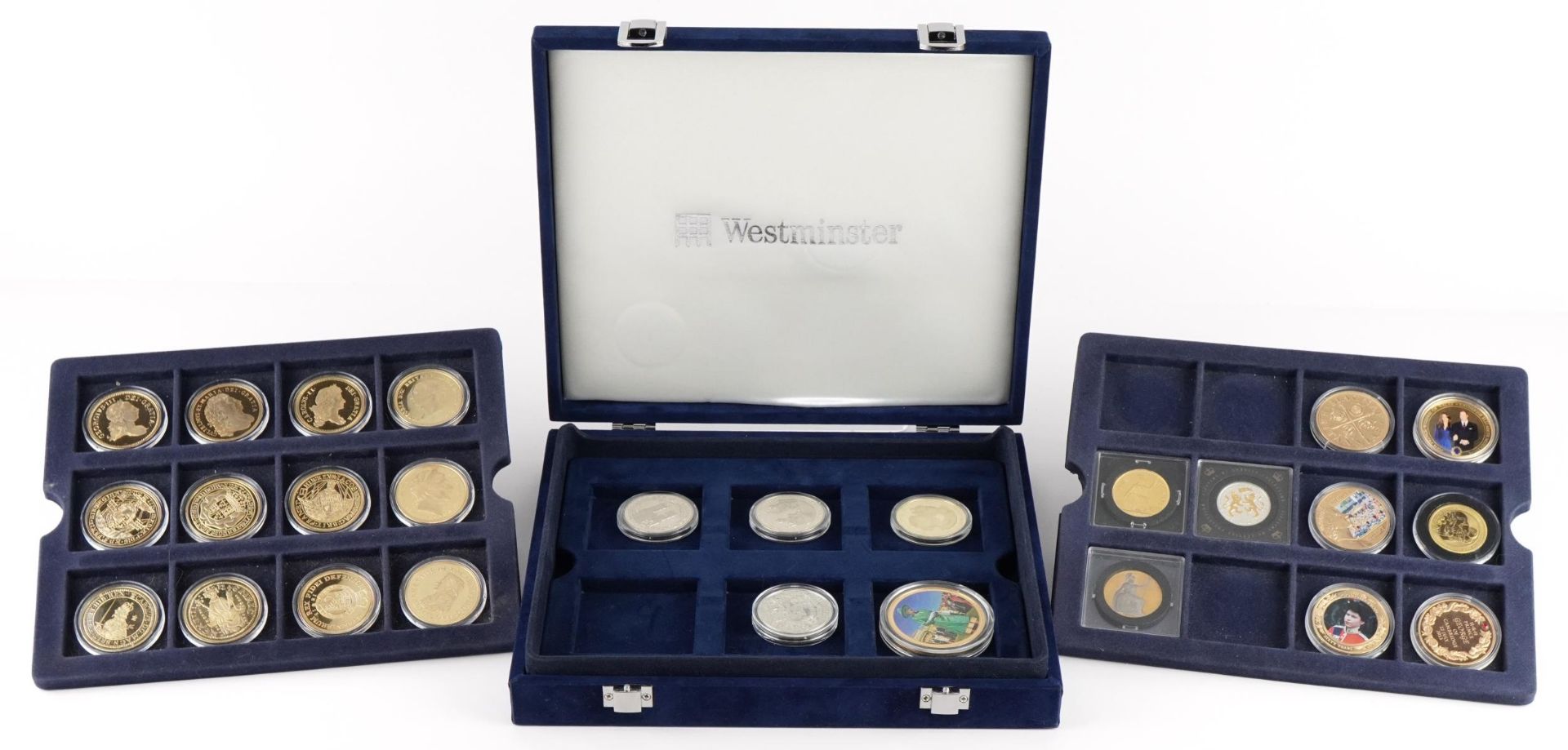Collection of proof and other coins arranged in a fitted case including HRH Prince George of