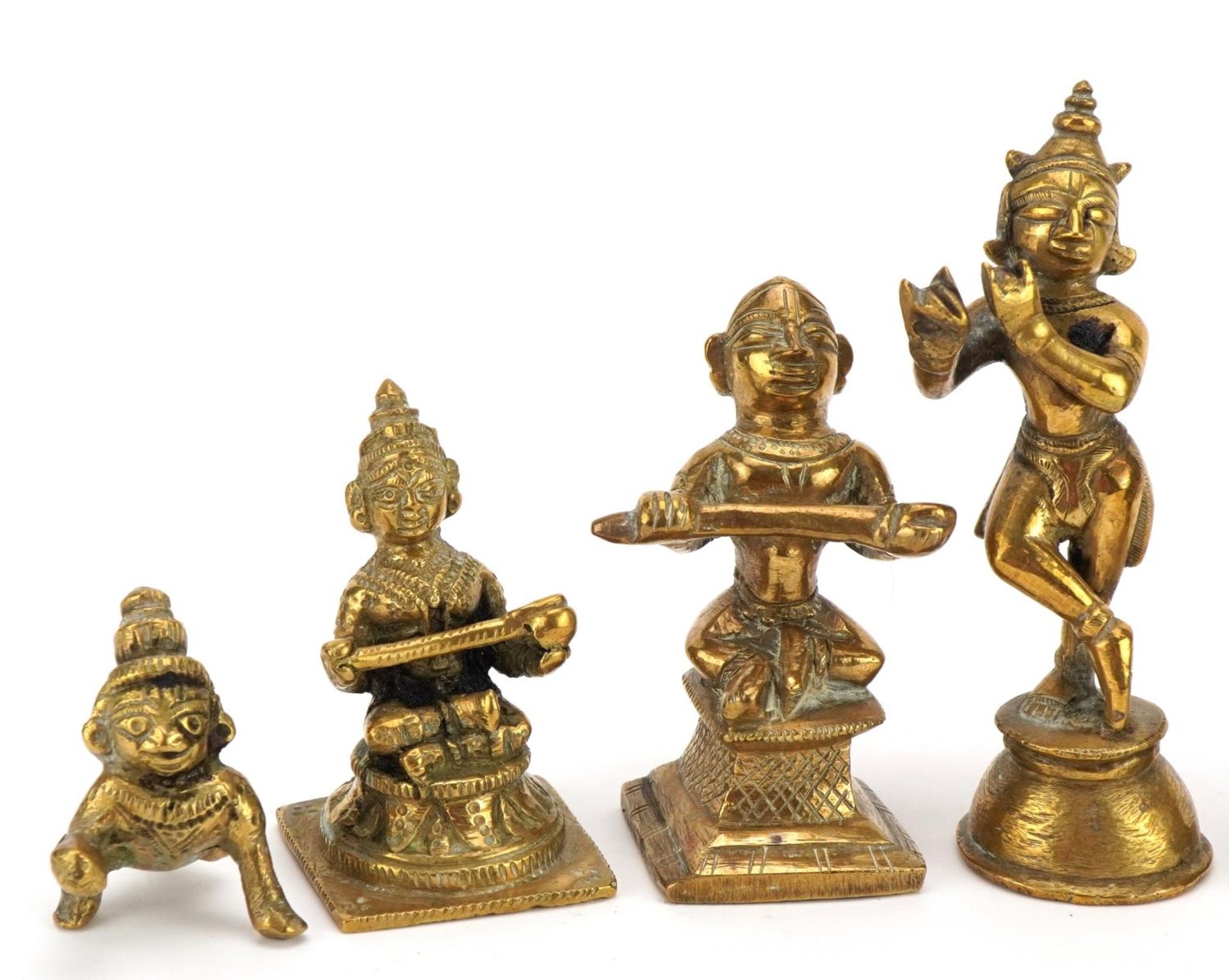 Six Indian bronze figures of Buddha and deities, the largest 9.5cm high - Bild 2 aus 5