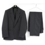 As new Dunn & Co grey pin striped suit, the trousers 89cm in length, the jacket 104cm regular