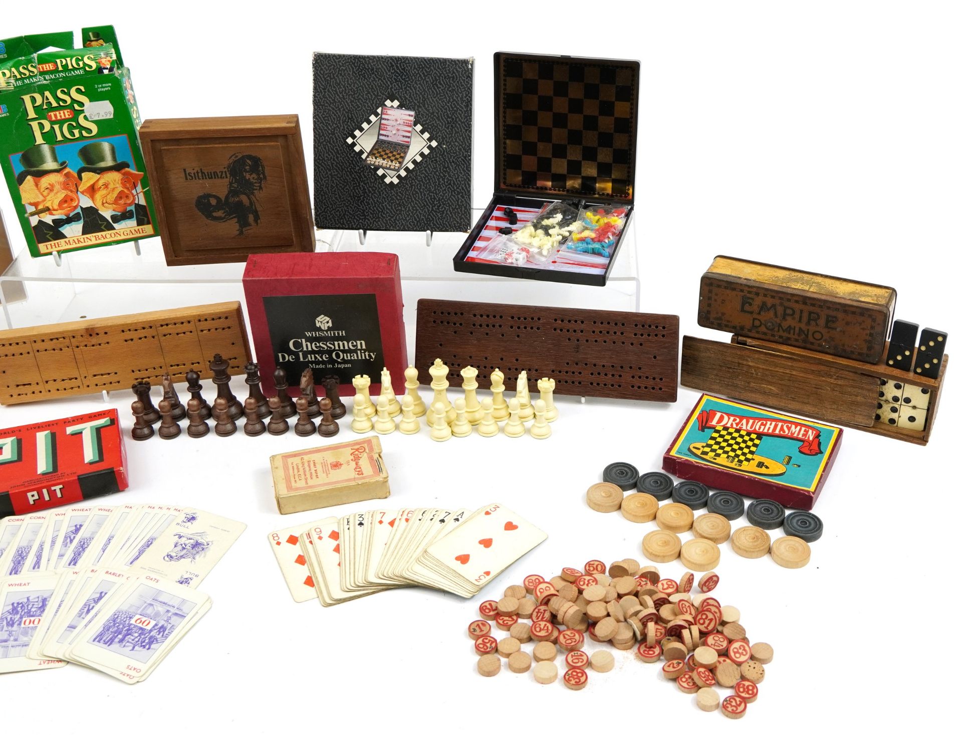 Selection of vintage games including wooden boxed bone Dominoes, Draughts, Chess, darts and cards - Image 3 of 3