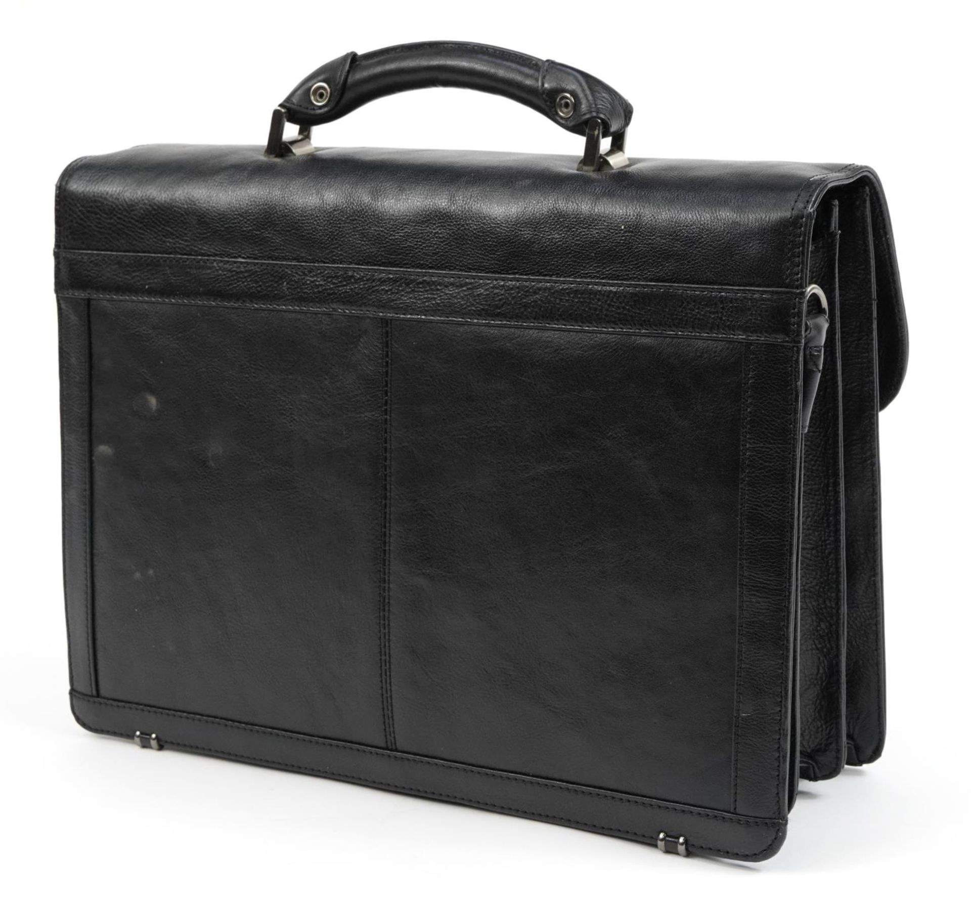 S Babila, Italian black leather briefcase bag, 42cm wide - Image 3 of 5