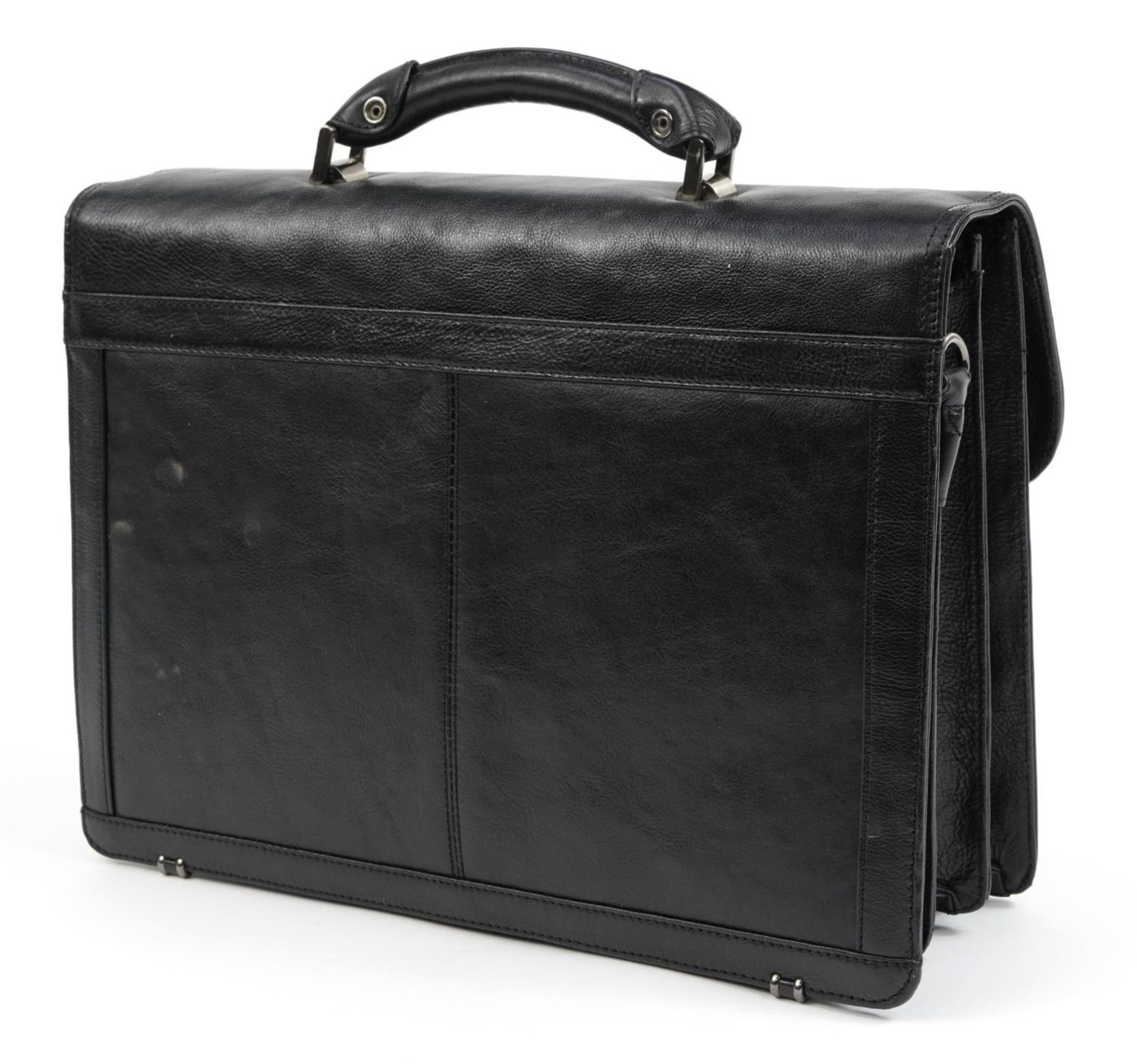 S Babila, Italian black leather briefcase bag, 42cm wide - Bild 3 aus 5