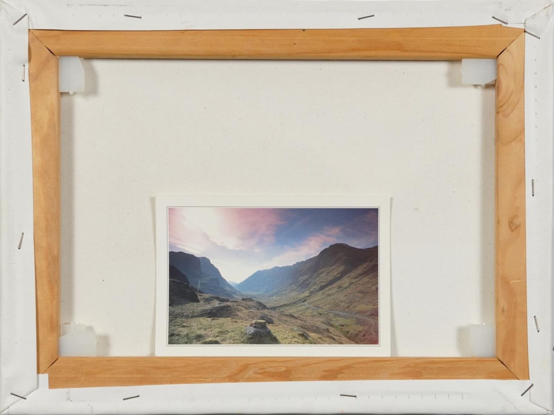 J Camplin 1995 - Glen Coe, mountainous Scottish landscape, signed oil on canvas, unframed, 41cm x - Image 3 of 3