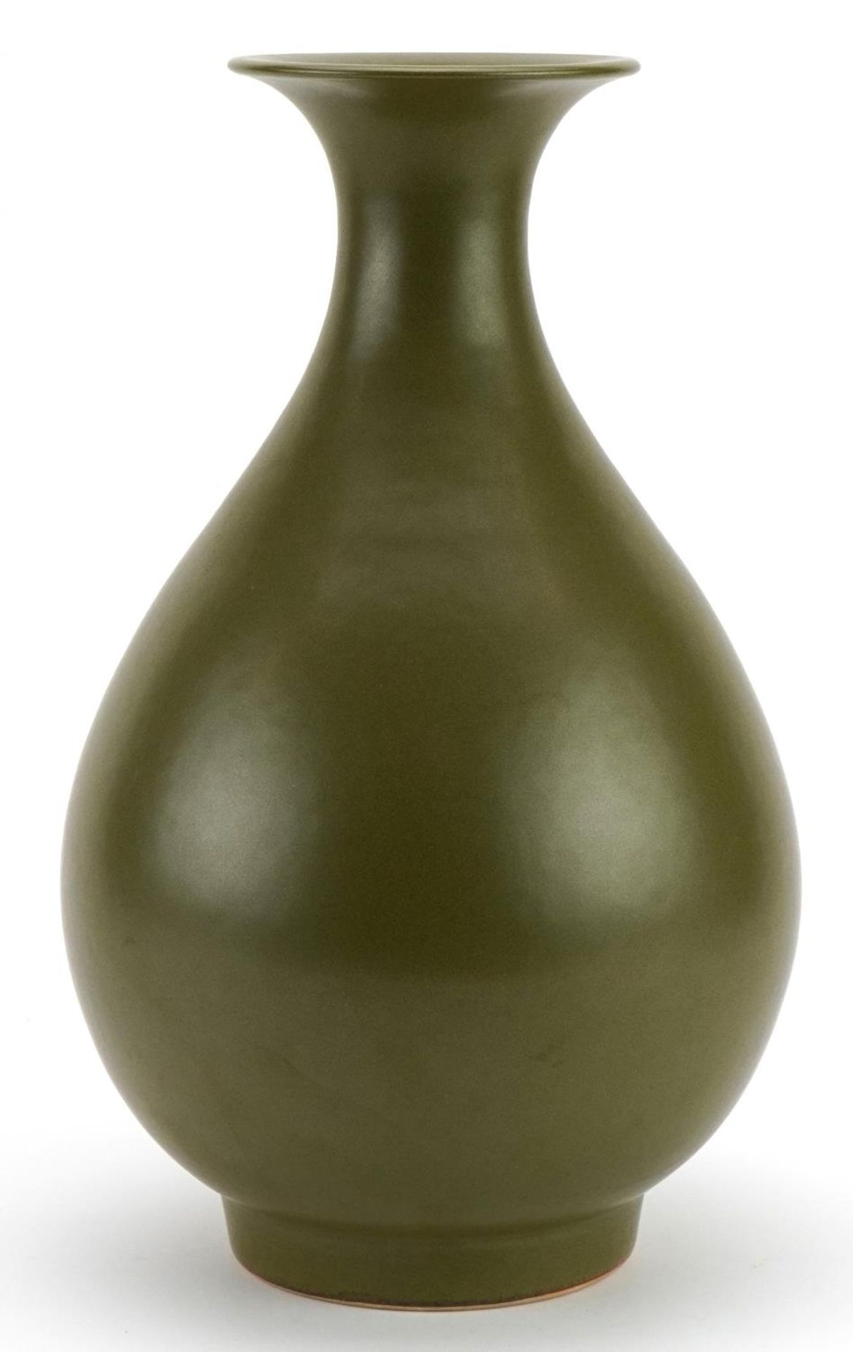 Chinese porcelain vase having a green glaze, six figure character marks to the base, 30.5cm high