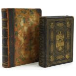 Two antique leather bound hardback books comprising The Pilgrim's Progress and Other Selected