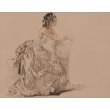 Sir William Russell Flint - Full length portrait of Gay Rosalinda, mid 20th century sanguine chalk