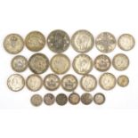 British pre 1947 coinage including half crowns, shillings and sixpences, 160.2g