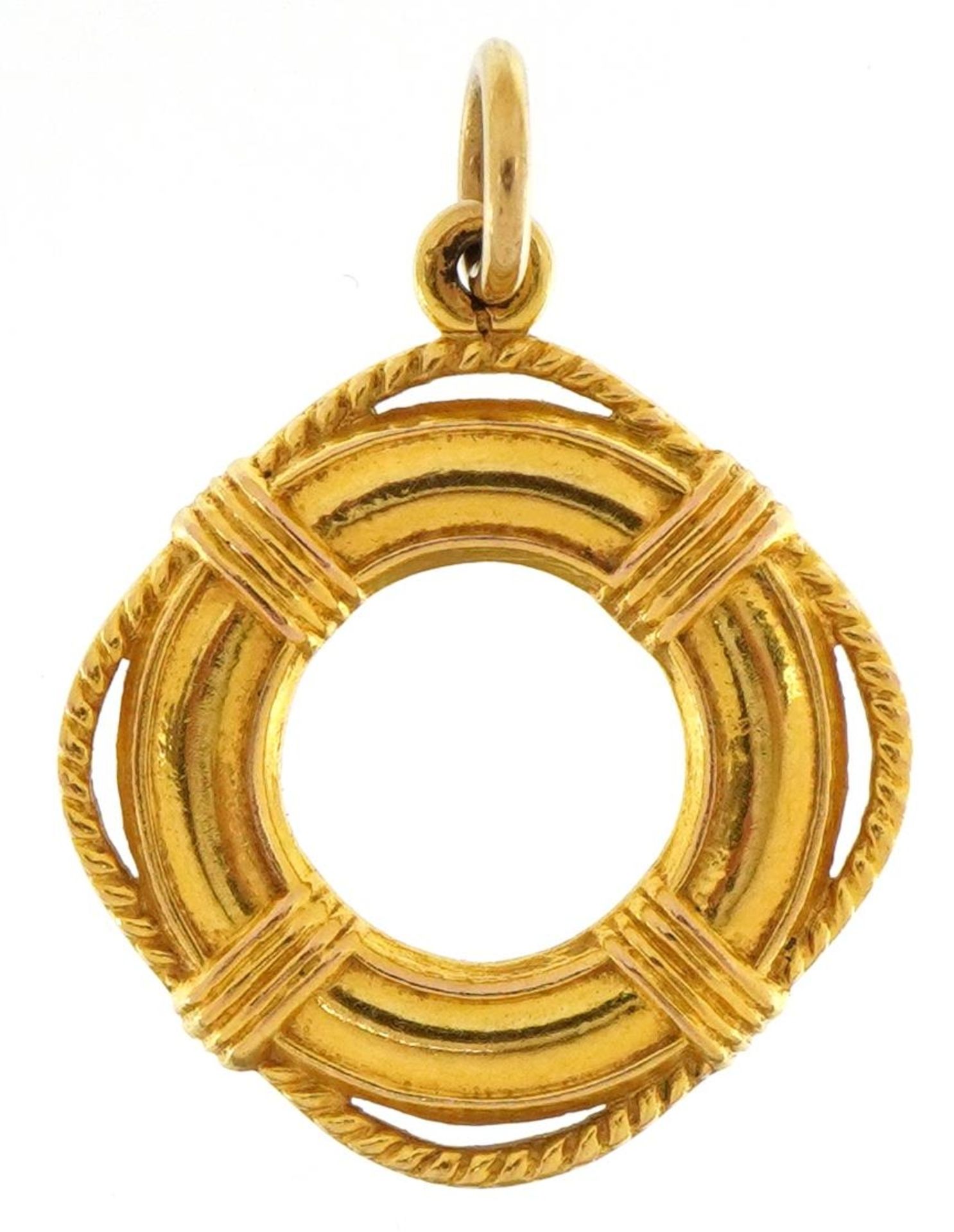 9ct gold lifebuoy charm, 2.3cm high, 2.9g