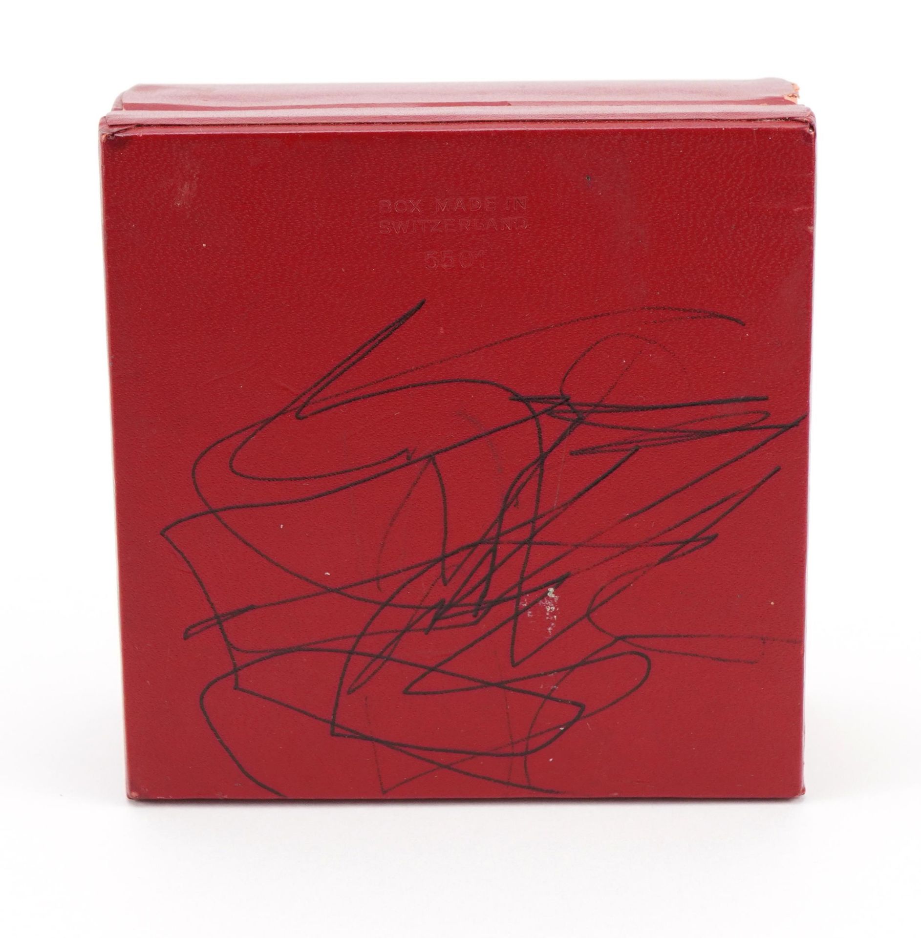 Omega red leatherette watch box - Bild 4 aus 5