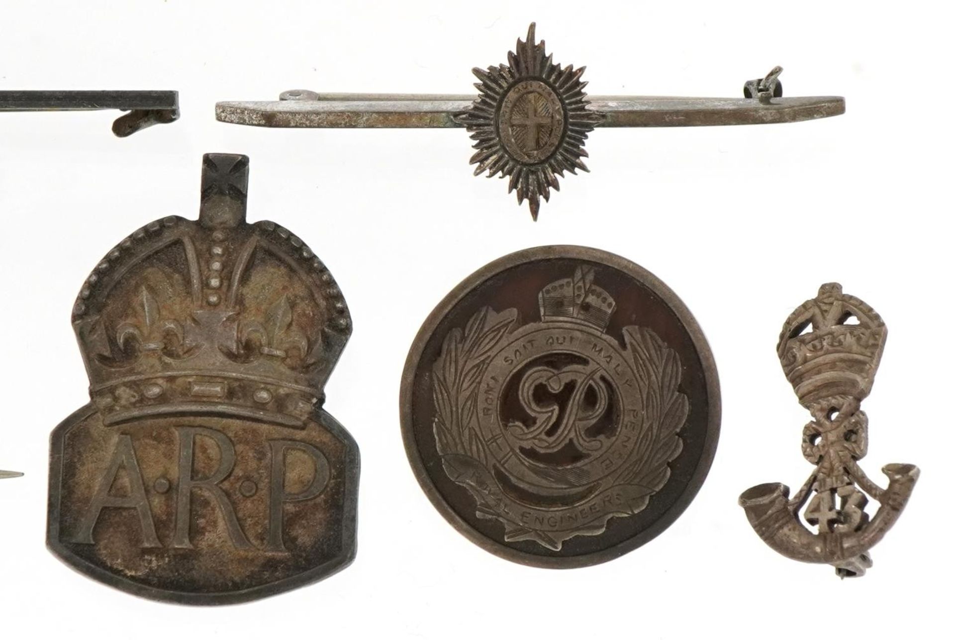 Military and naval interest silver brooches and lapels including tortoiseshell Royal Engineers, - Image 3 of 4