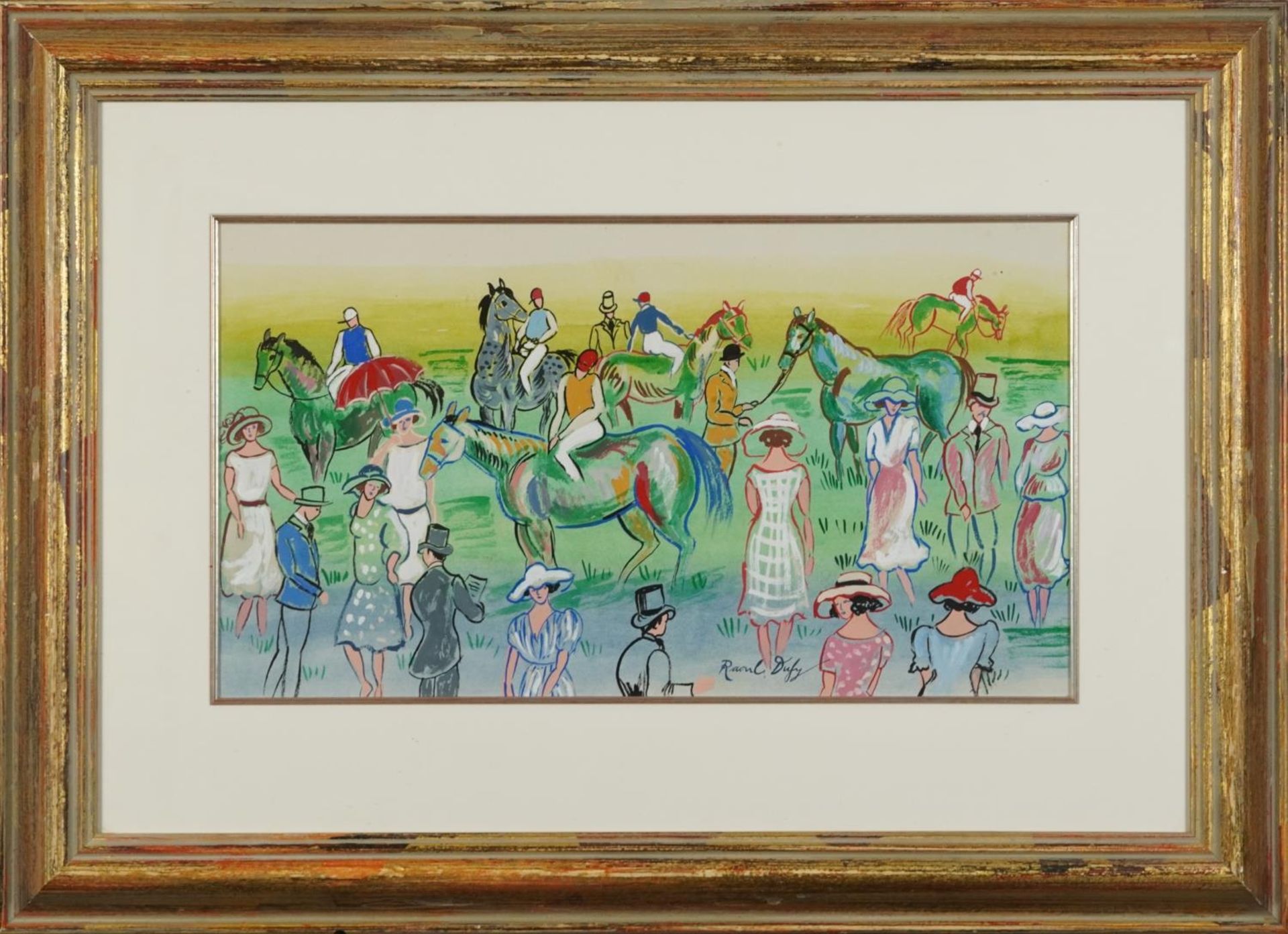 Manner of Raoul Dufy - At the Paddock, horseracing scene, French school gouache and watercolour, - Bild 2 aus 5