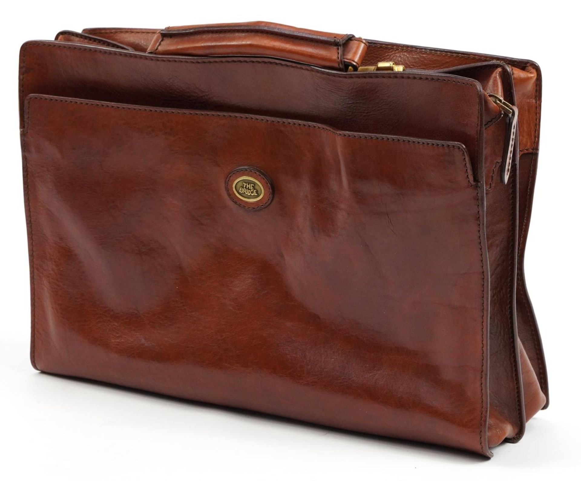 The Bridge, Italian brown leather bag with cloth protector, 40cm wide