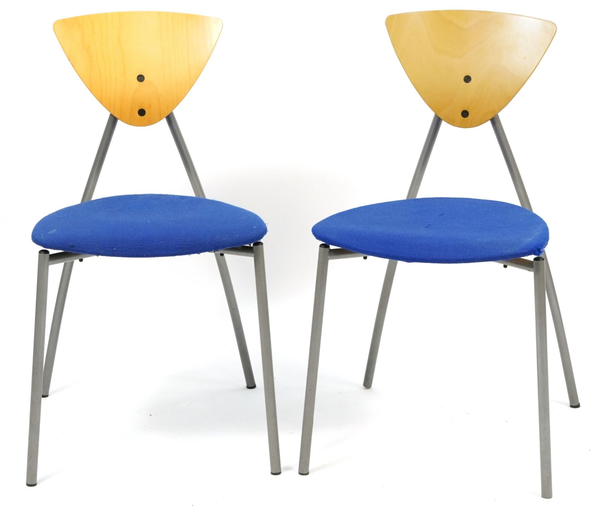 R Randers, Pair of Danish metal framed chairs, numbered 1999, 79.5cm high
