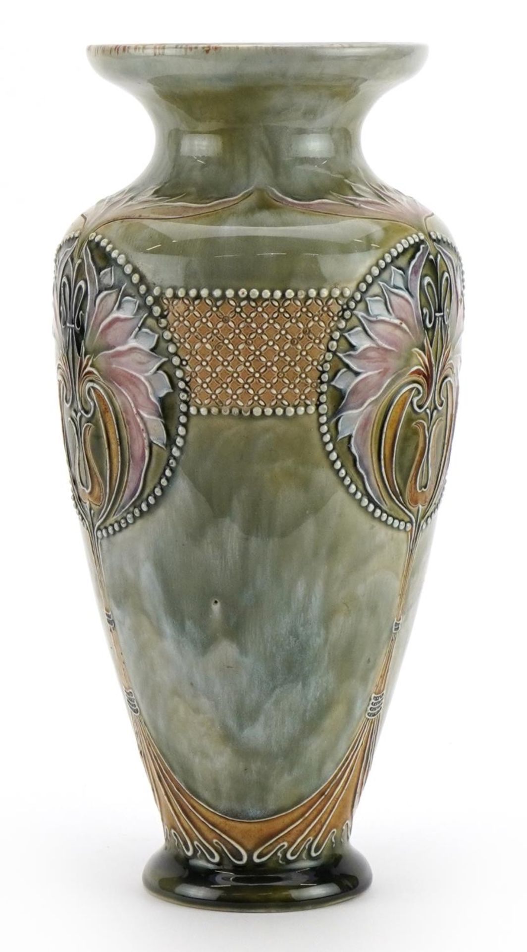 Eliza Simmons for Royal Doulton, Art Nouveau stoneware vase hand painted and incised with stylised - Bild 2 aus 4