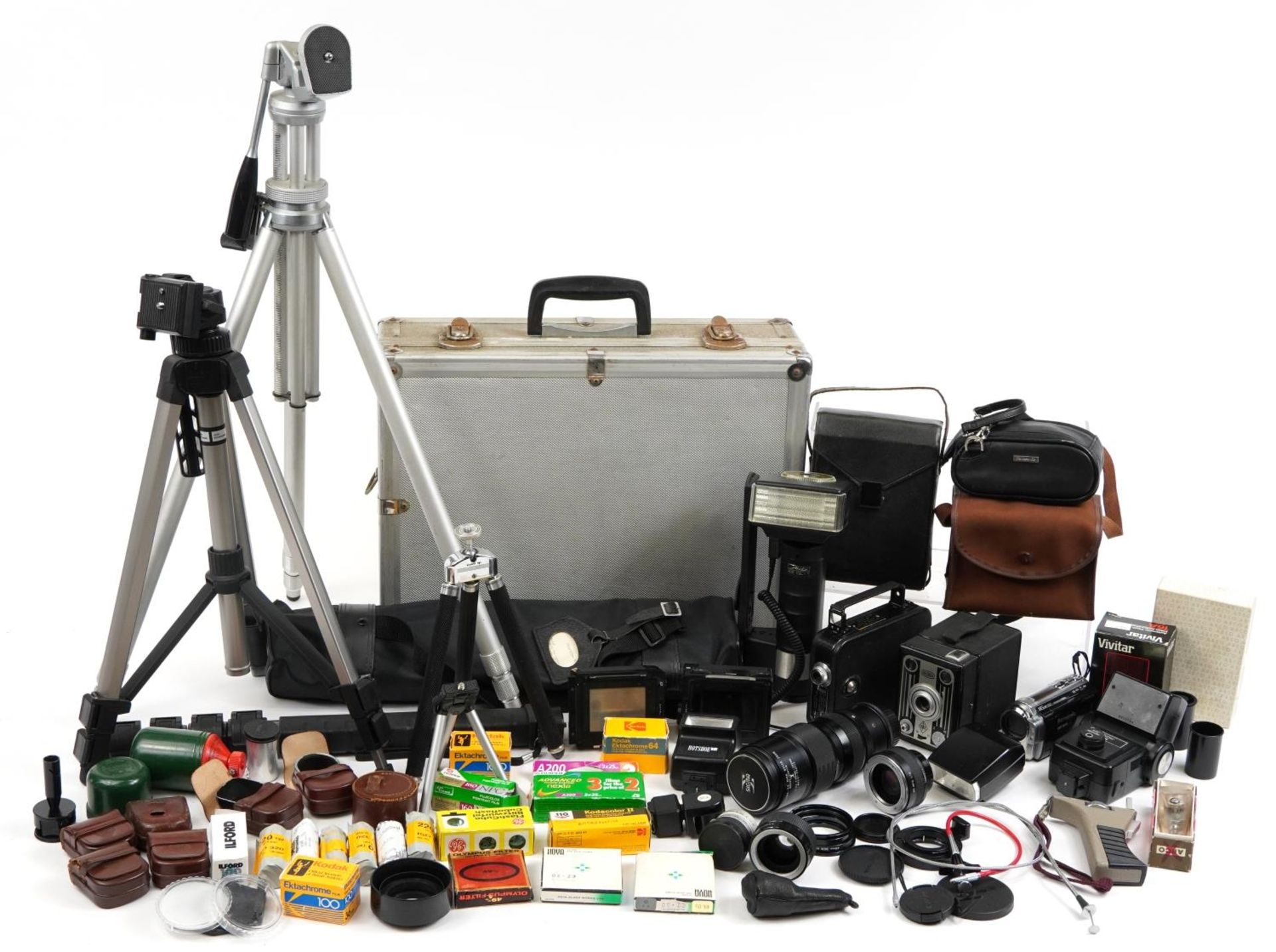 vintage and later cameras, lenses and accessories including Bilora, Cine Kodak Eight model 20,