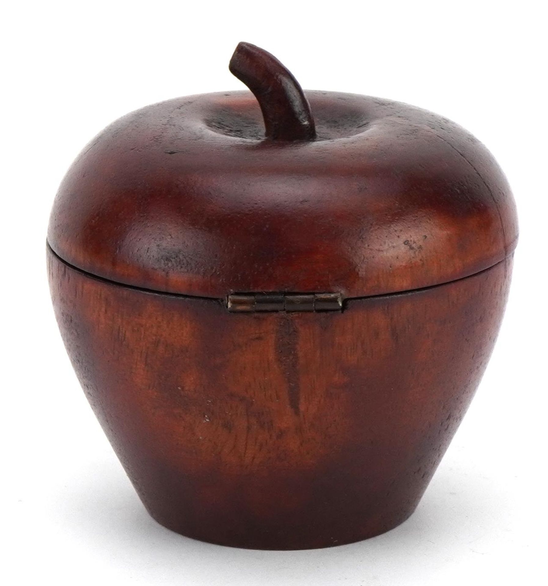 George III style treen tea caddy in the form of an apple, 12.5cm high - Image 3 of 4