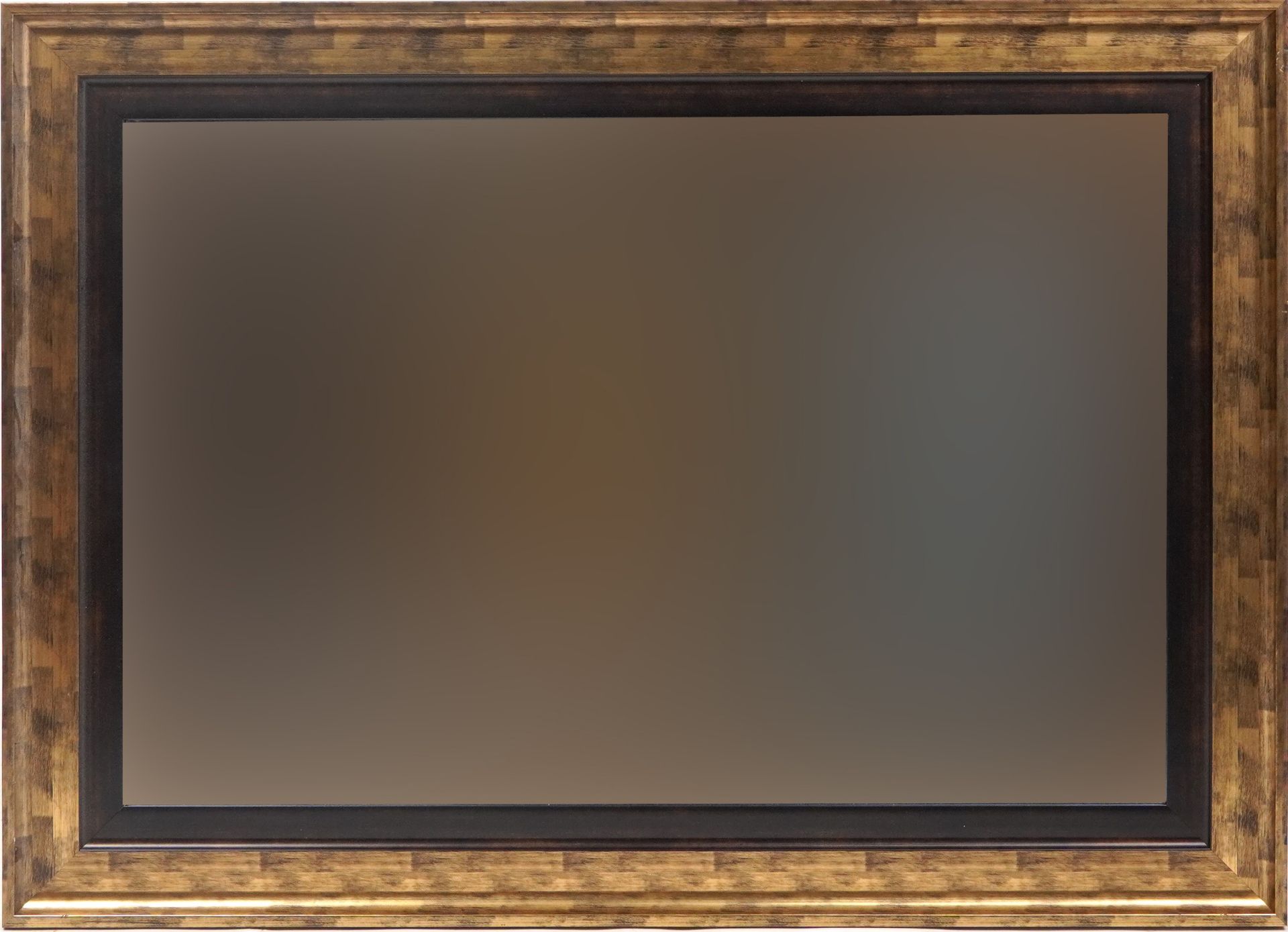 Large contemporary rectangular gilt framed mirror with bevelled glass, 110cm x 80cm