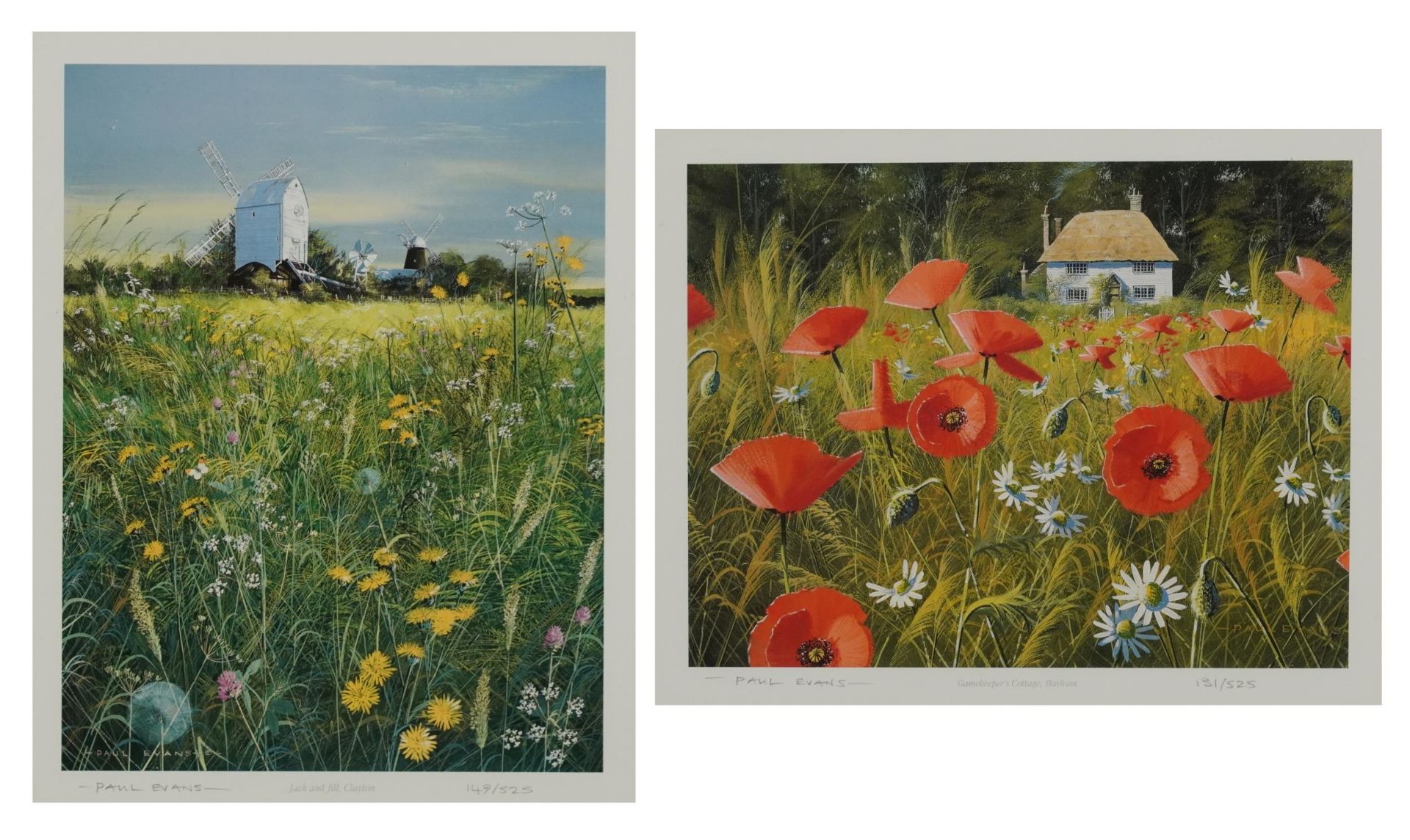 Paul Evans - Gamekeeper's Cottage, Bayham and Jack and Jill, Clayton, pair of pencil signed prints