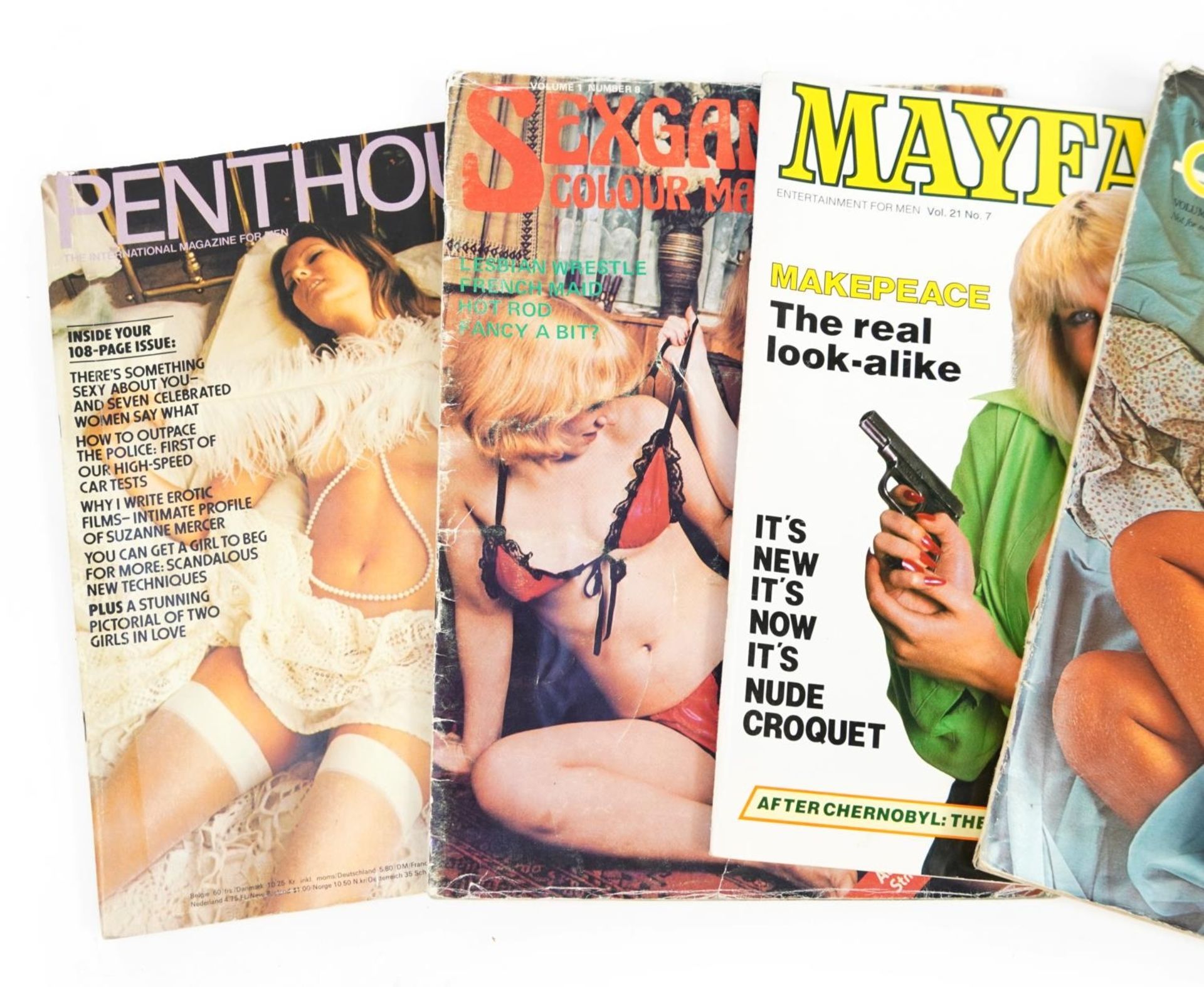 Five vintage adult magazines including Penthouse, Mayfair and Club International - Image 2 of 3