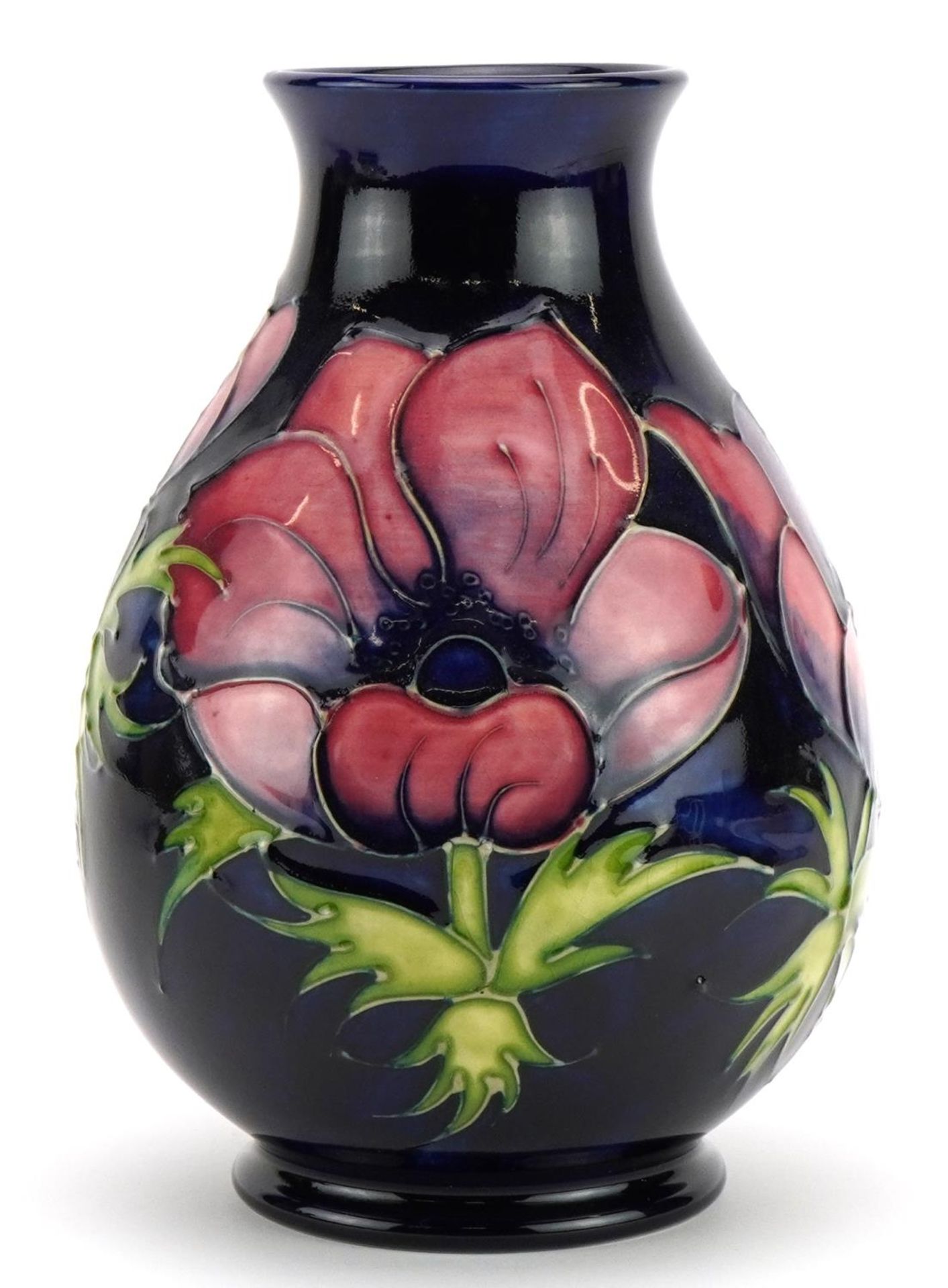 Moorcroft Pottery baluster vase hand painted with flowers hand painted with flowers, 19.5cm high