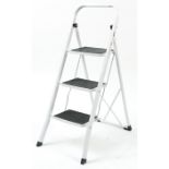 As new folding white metal step ladder, 116cm high