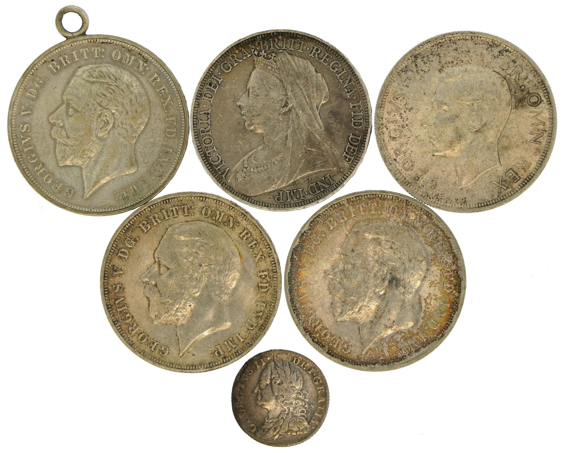 British and world coinage including 1897 crown, two rocking horse crowns and 1757 shilling - Bild 2 aus 2