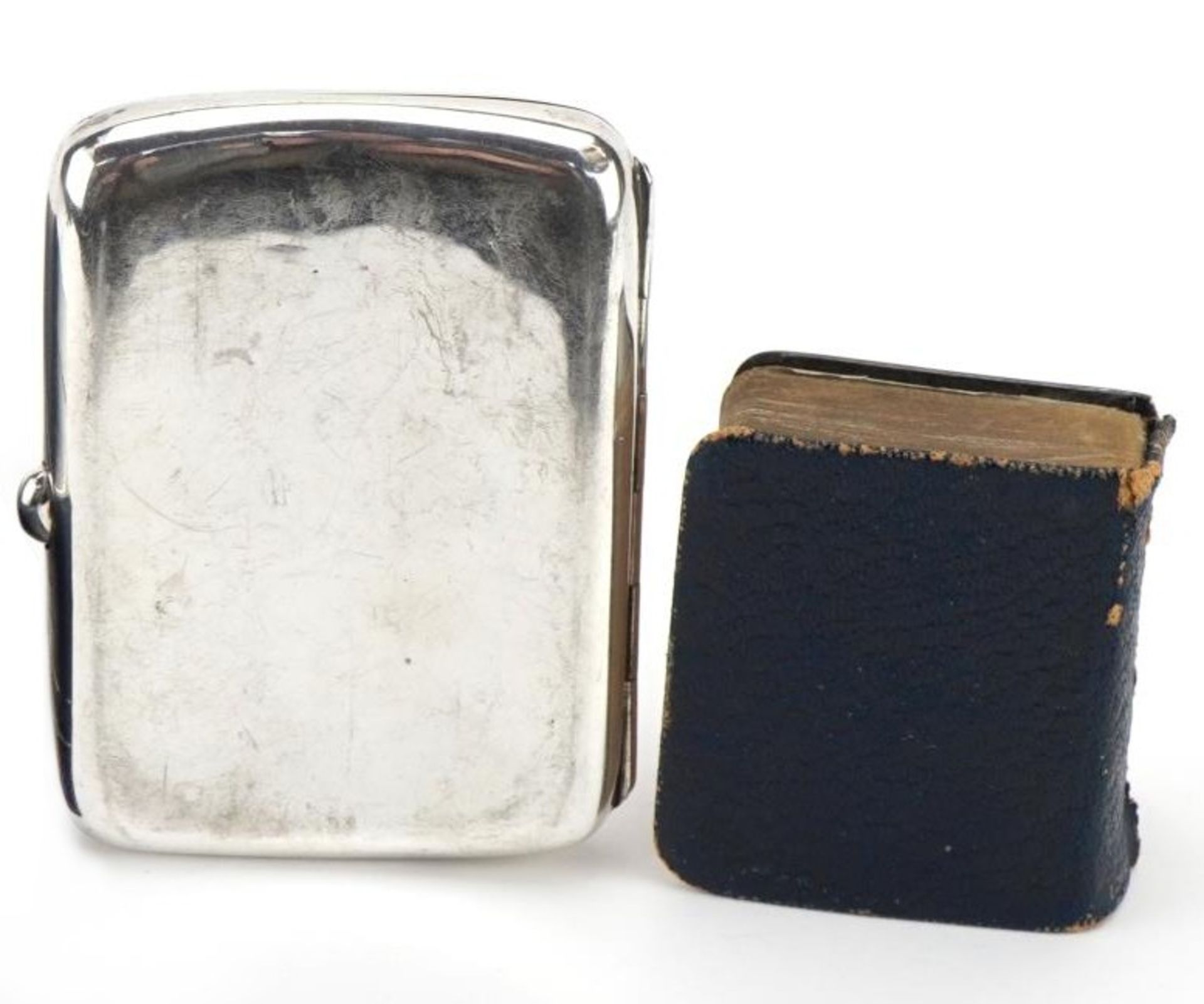 Victorian rectangular silver cigarette case and a silver mounted book of common prayer, the - Image 4 of 4