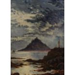 Cornish coastal scene, early 20th century oil on canvas, inscribed verso Painted by Nellie Cooper
